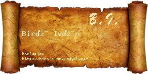 Biró Iván névjegykártya