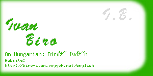 ivan biro business card